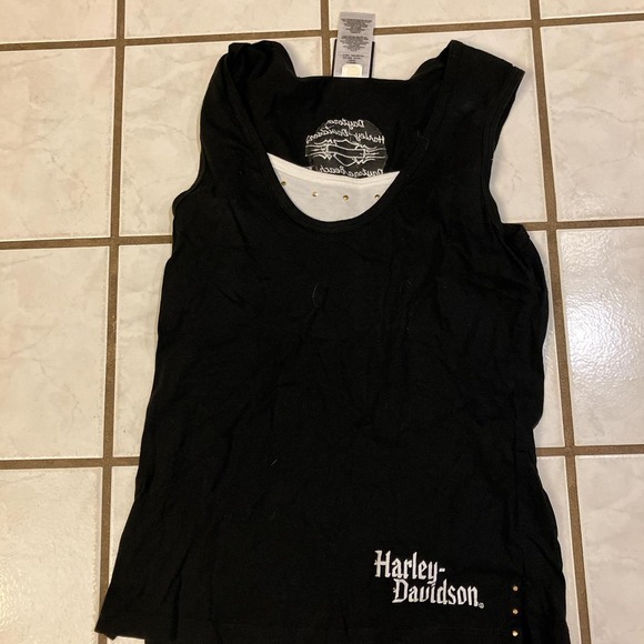 Harley-Davidson Tops - Harley-Davidson Daytona Beach Studded Layered Tank Top Black Womens Medium